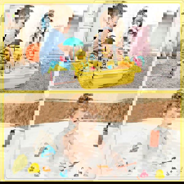 deAO Toys Kids Kitchen Toy Set – Duck Sink with Water, Dishwashing Playset & Accessories. Fun Role-Play Gift for Children