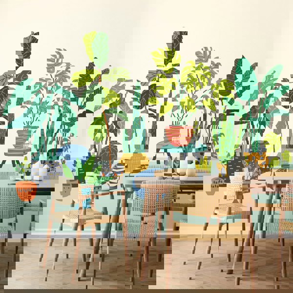 Origin Murals Houseplant Pots Wall Mural - Blue