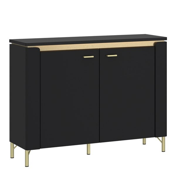 Furniture To Go Genoa Sideboard 2 Door in Black Matt/Gold