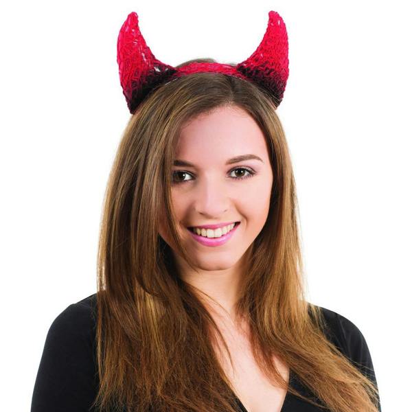 Bristol Novelty Unisex Adults Devil Horns Halloween Headband - Red/Black - 