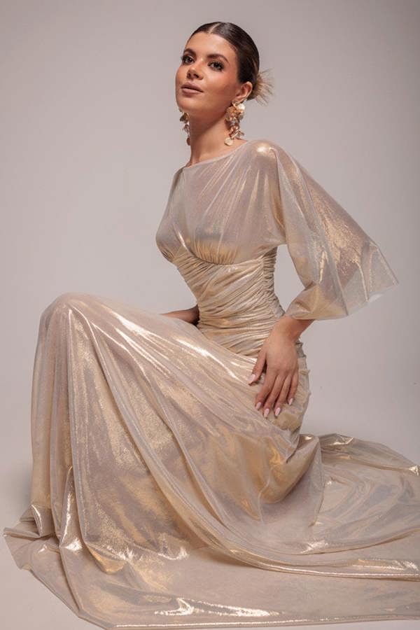 Gravity Defying Naked Maxi Dress - Gold DR5051