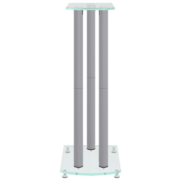 Berkfield Speaker Stands 2 pcs Silver Tempered Glass 3 Pillars Design
