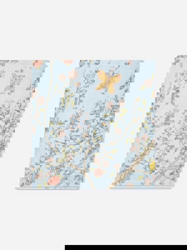 Atelier Choux Baby Boys In Bloom Swaddle And Satin Bib Set in Blue