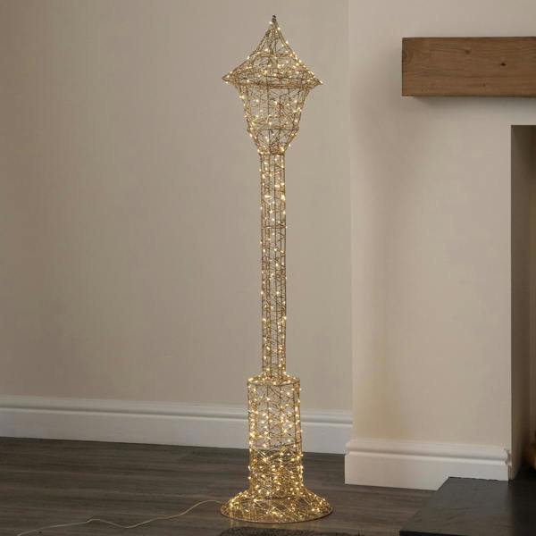 Samuel Alexander 1.2m Gold Elegance Twist Christmas Lamp Post Decoration with LEDs