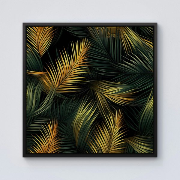 Warren Reed Golden Palm Leaves Framed Canvas