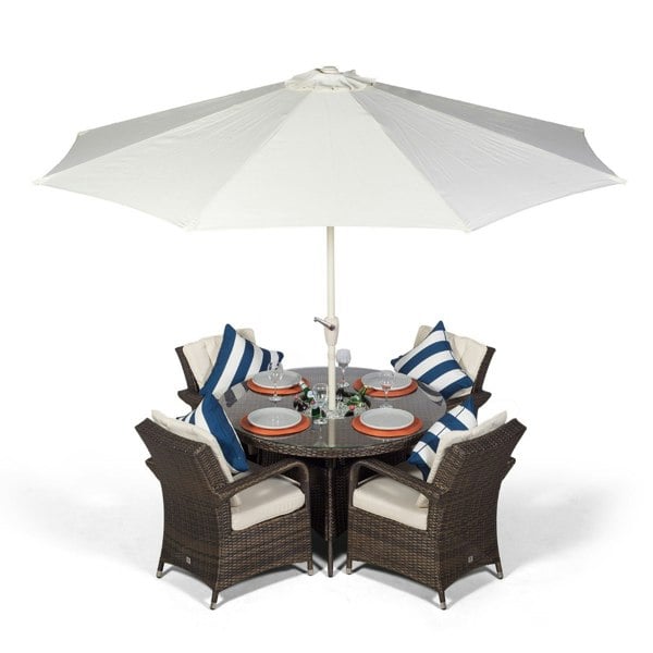 Giardino Arizona Round 4 Seater Patio Dining Set with Ice Bucket Drinks Cooler