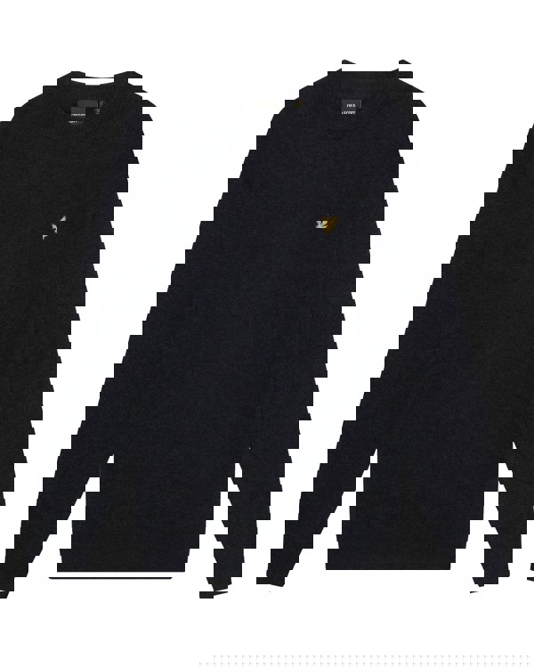 Lyle & Scott Lambswool Blend Crew Neck Jumper - Z56 Dark Navy Marl