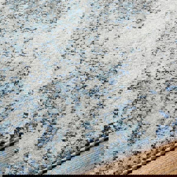 Livabliss Sunderland-Abstract Blue Grey Modern Marble Rug