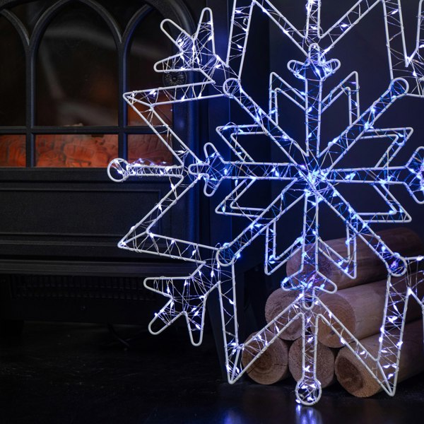 Samuel Alexander 52cm Light up Christmas Snowflake Dewdrop Silhouette with Twinkling LEDs