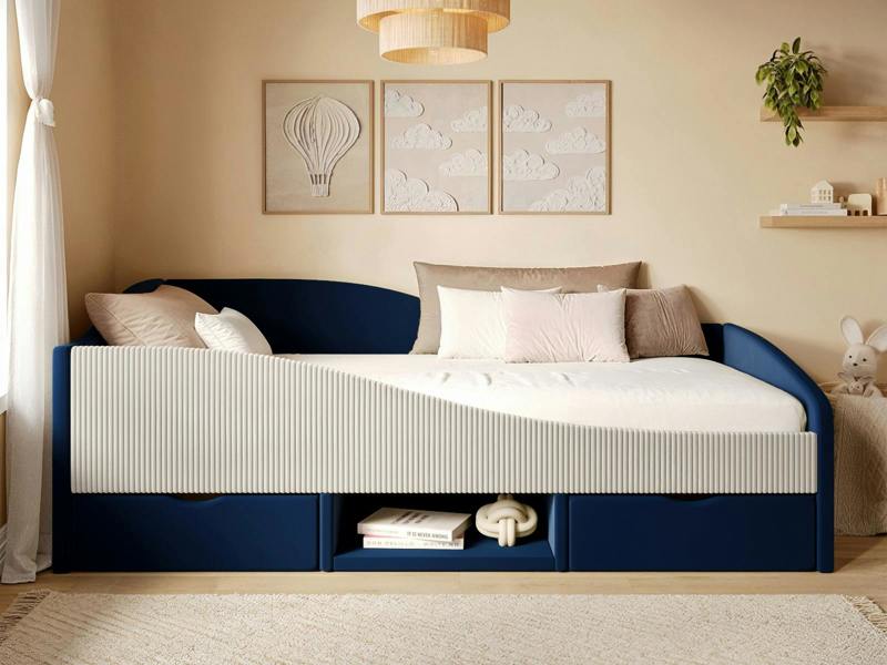 Flair Aubrey Velvet Storage Low Sleeper Bed with Beige Cord