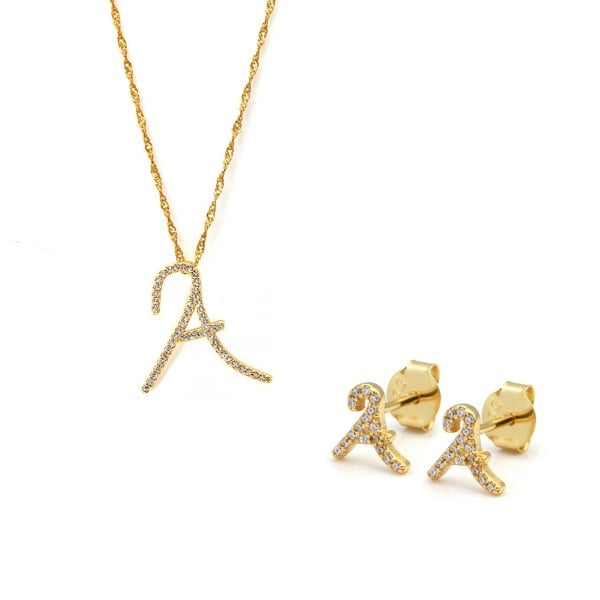 Say It With Luxe Initial Gift Set - Yellow Gold