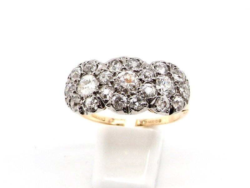 Vintage Tom A fine Art Deco style diamond triple cluster ring