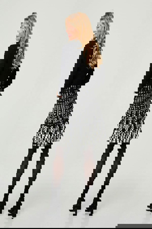 Black | Geo Print Knee Length Jumper Dress
