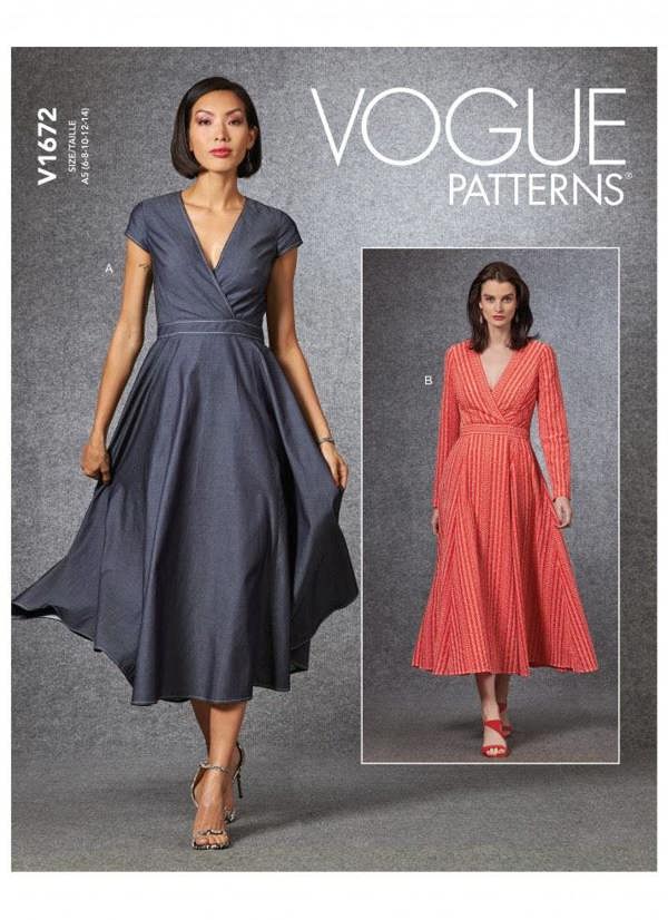 Vogue Sewing Pattern 1672, Dresses for Women, A5 (6-8-10-12-14) - Easy