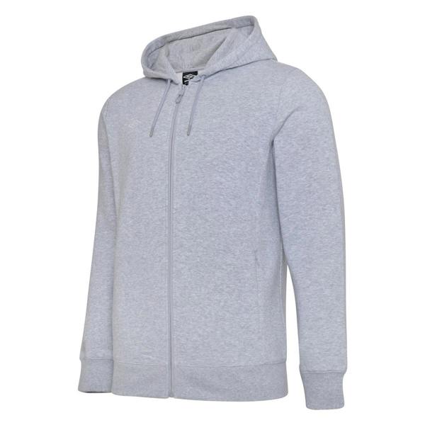 Umbro Childrens/Kids Club Leisure Full Zip Drawstring Hoodie - Grey Marl/White - 
