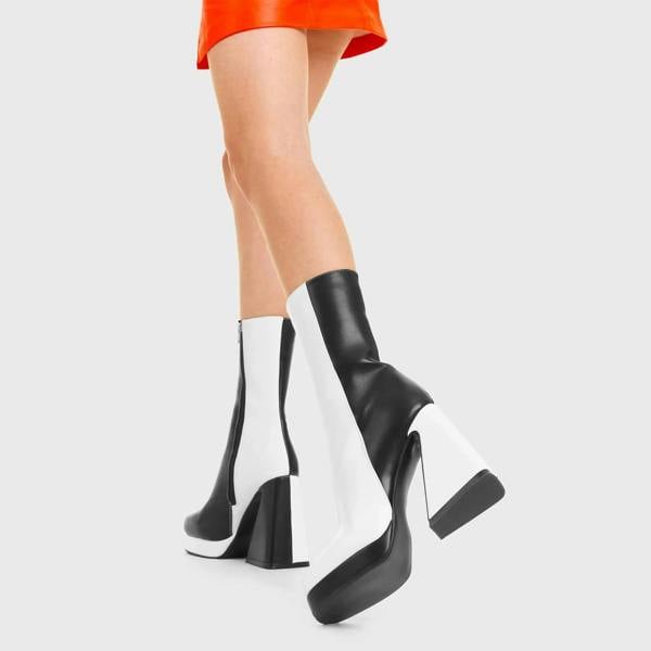 Lamoda Headturner Black White Platform Ankle Boots Comfortable Stylish