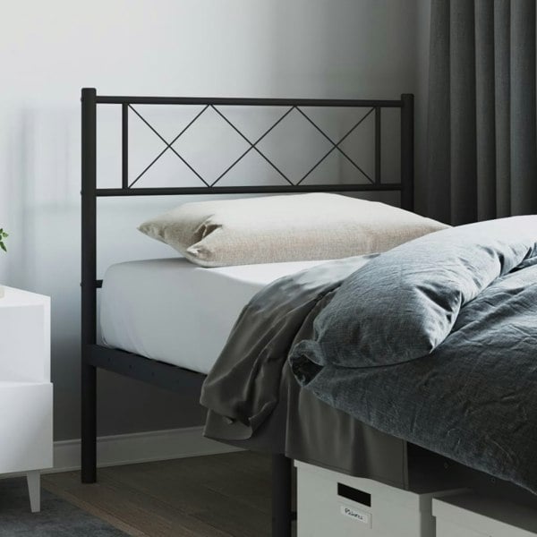 Berkfield Metal Headboard Black 95x90 cm