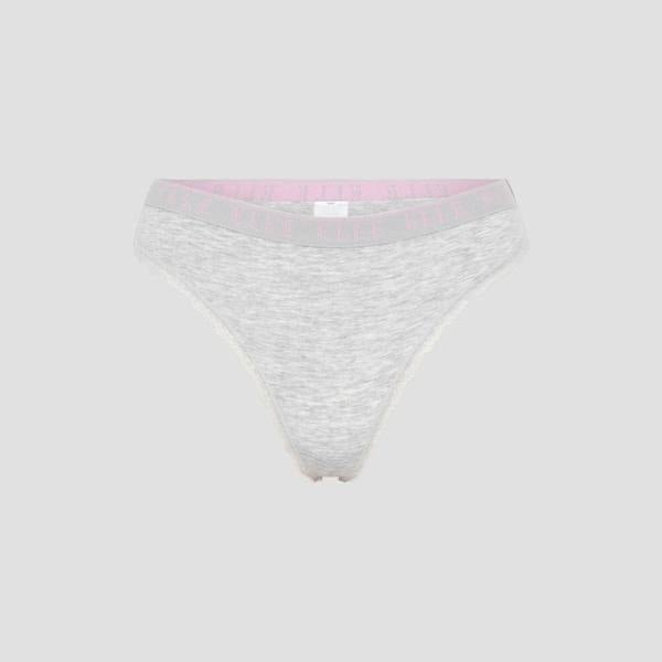 ELLE Multi Pack (3) Cotton Lace Trim Tipped Thongs