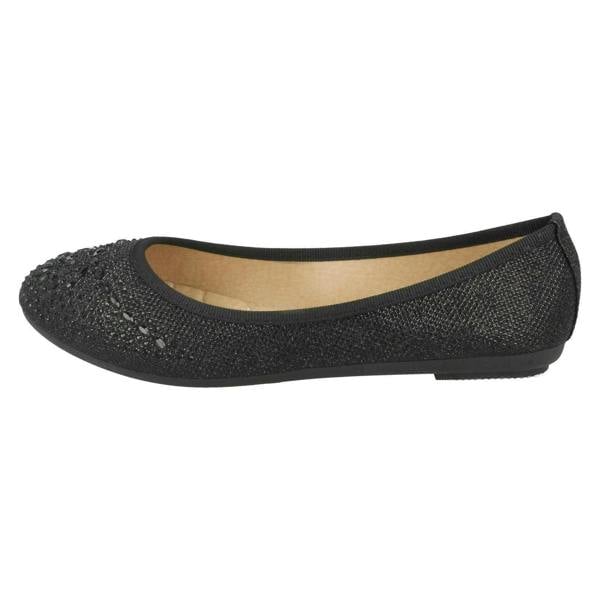 Spot On Ladies Spot On Jewel Trim Vamp Ballerinas