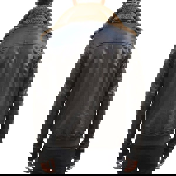 TruClothing Men's Brown Leather Bomber Aviator Style Jacket