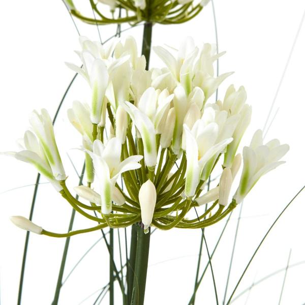 Wyld Haus Artificial Flowers Large 120cm White Agapanthus Plant In Pot