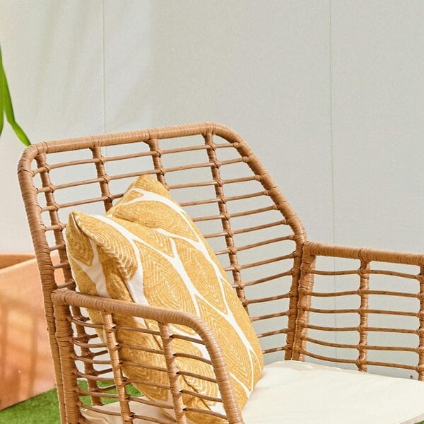 Neo Beige 4 Piece Wicker Bamboo Style Garden Sofa, Table & Chairs Set