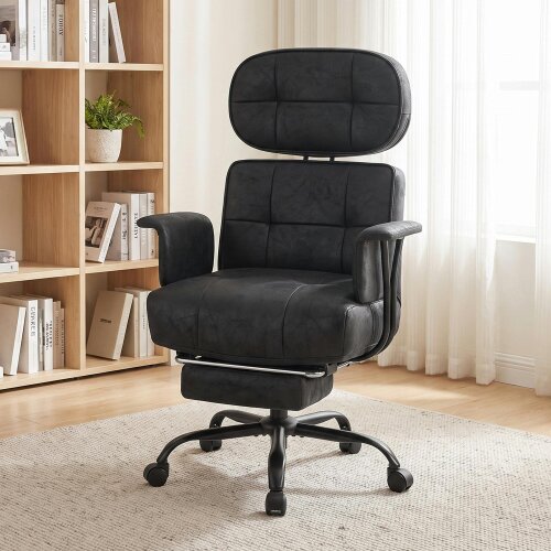 HOMCOM Office Chair, Big and Tall Desk Chair with Footrest, 182kg, Black