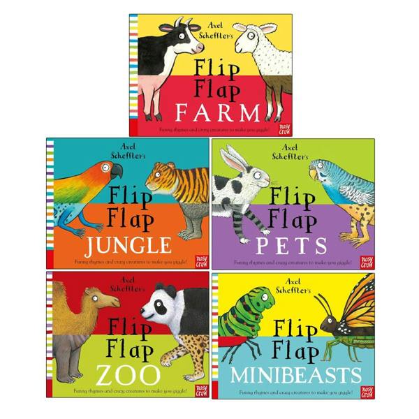 Axel Schefflers Flip Flap Series 5 Books Collection (1-5) (Farm, Jungle, Pets, Zoo, Minibeasts)