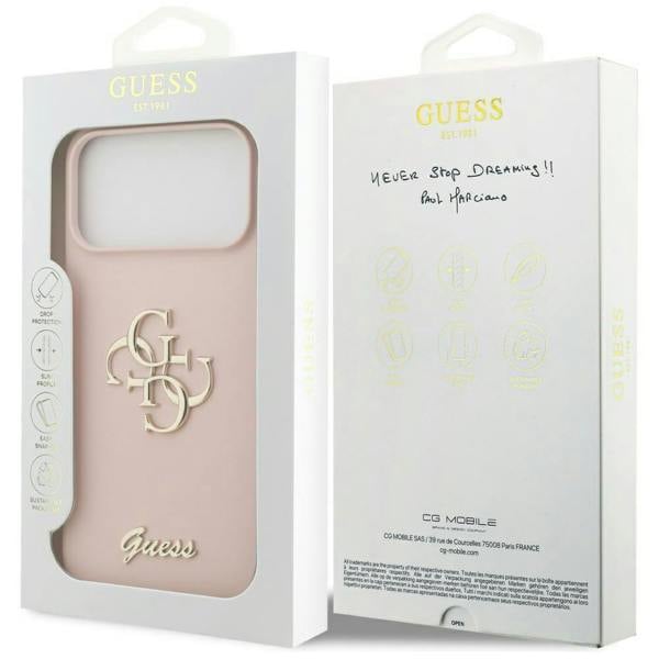 Guess Liquid Silicone 4G Metal Logo Case for iPhone 17 Pro Max 6.9" Pink - GUHCP17XSC4GSMP