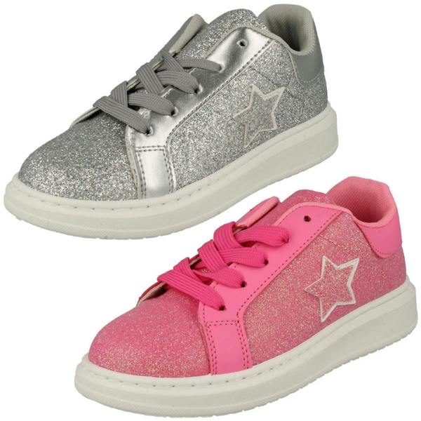 Spot On Girls Spot On Star Detailed Glitter Trainers H2642