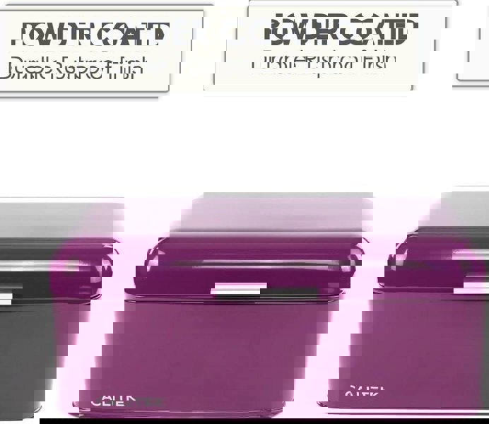 CALITEK Bread Bin Kitchen Counter Vintage Style Coated Carbon Steel Purple