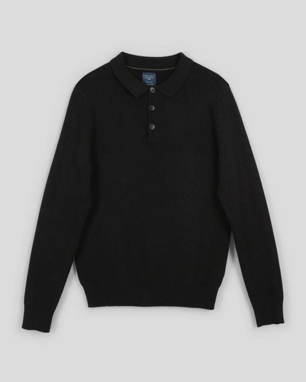 Steel & Jelly Heavy Milano Knit Long Sleeve Polo Shirt