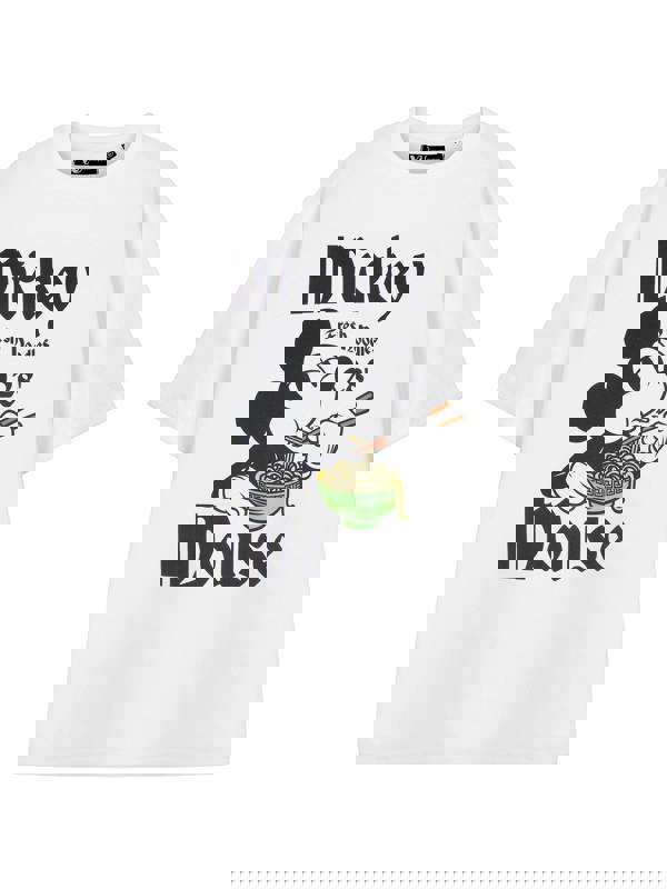 Disney Mickey Mouse Womens White Fresh Noodles Short Sleeved T-Shirt