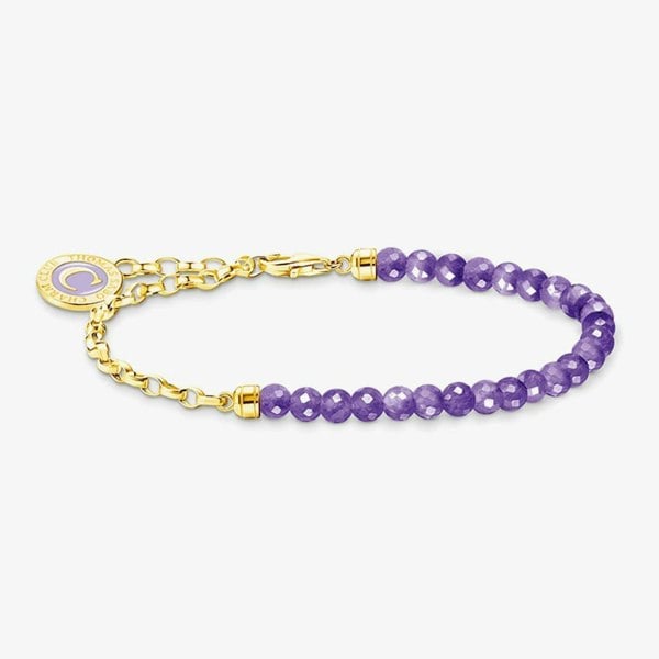 THOMAS SABO Gold Plated Member Charm Violet Bead Bracelet A2130-427-13-L17V