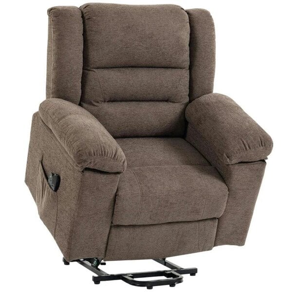 Oversized Riser Recliner Chair with Massage and Heat, Power Lift Recliner for Elderly with Wide Seat and Back, Brown
