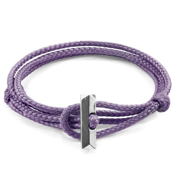 Anchor & Crew Lilac Purple Oxford Silver and Rope Bracelet