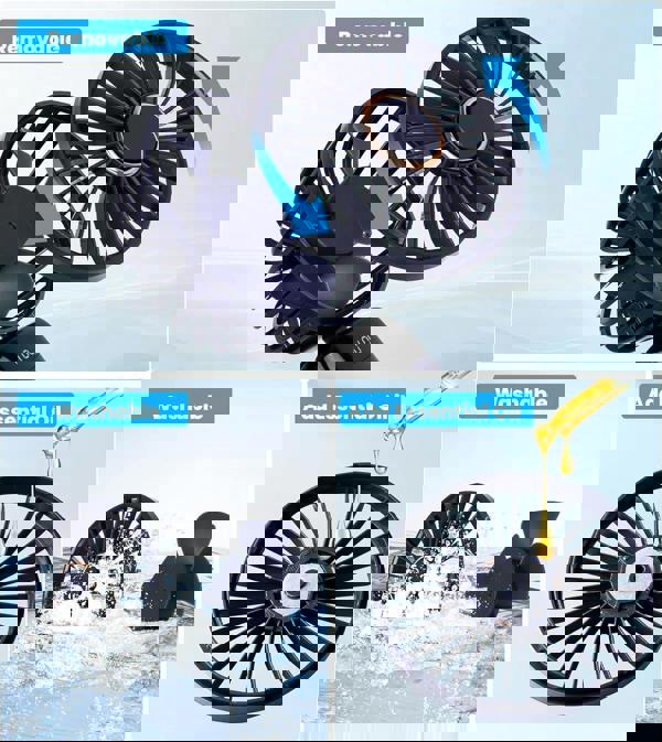 Dyzi 2-in-1 Portable Travel Mini USB-C Rechargeable Handheld & Table Fan