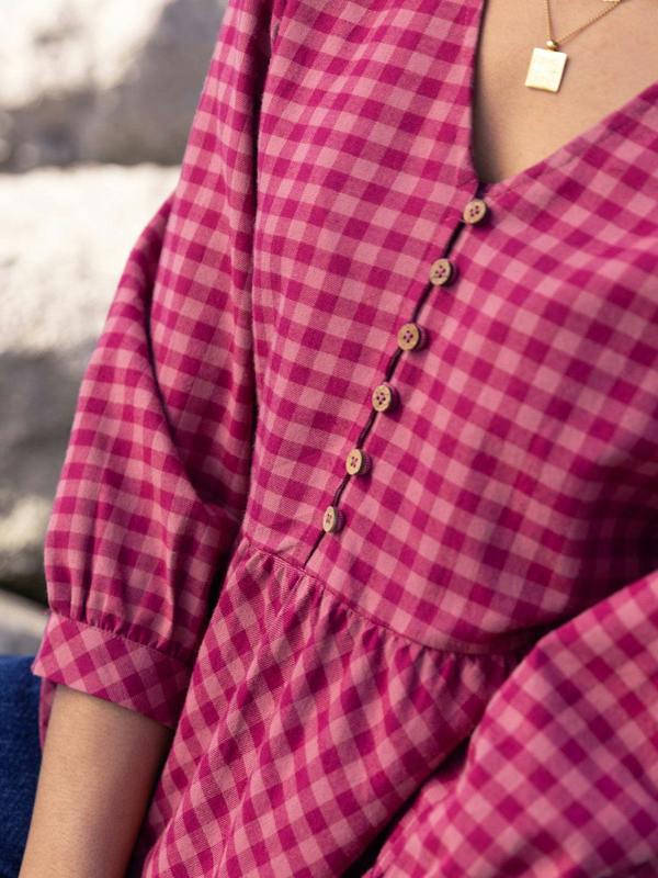 Kite Womens Organic Damson Check Worgret Flannel Blouse