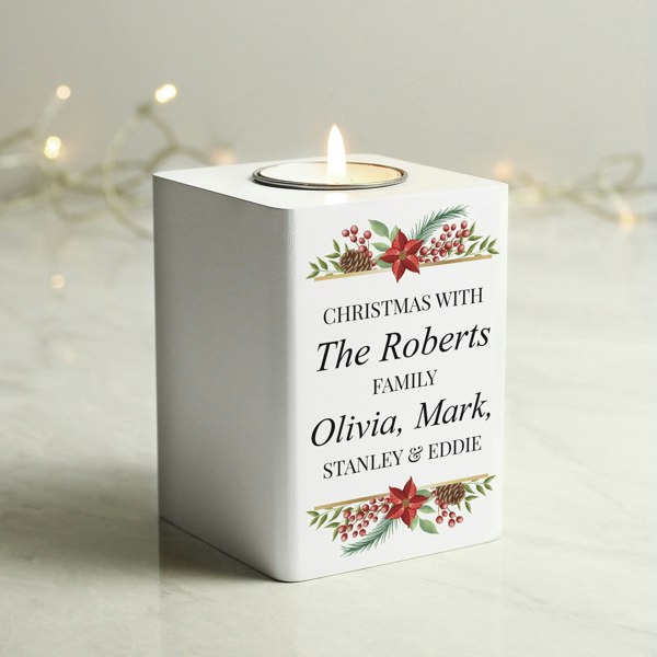 Personalised Memento Company Personalised Christmas Wooden Tealight Holder