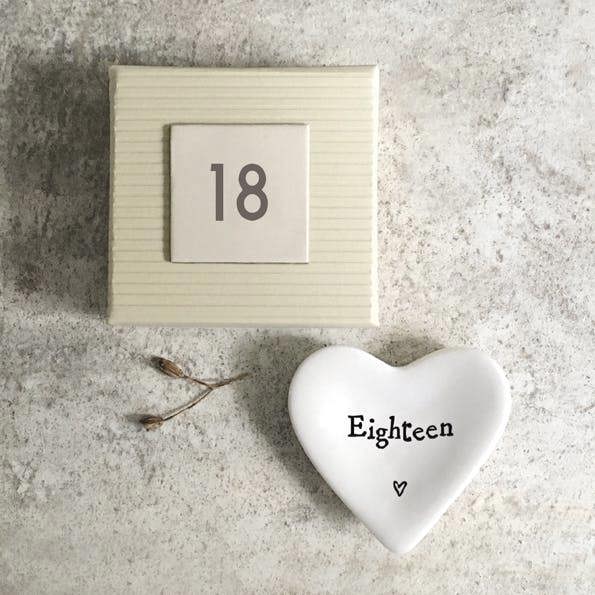 18th Birthday Porcelain Heart Trinket Dish – Eighteen