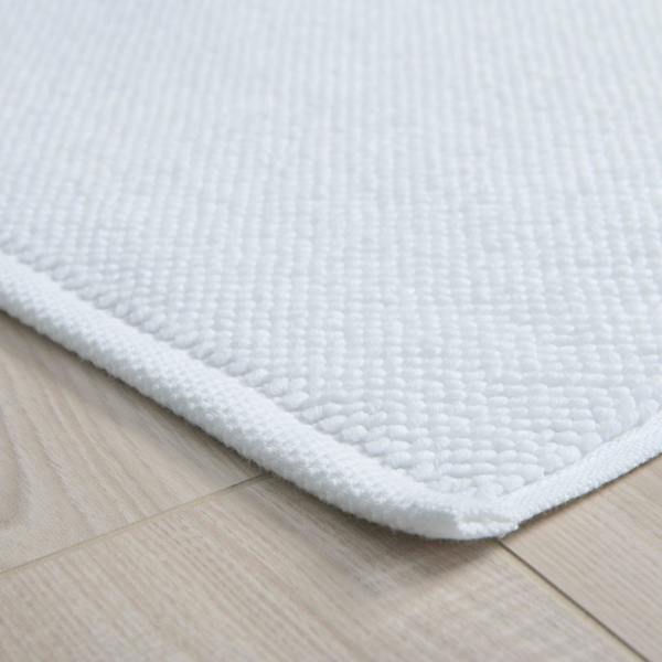 Soak&Sleep White Textured Cotton Bath Mat