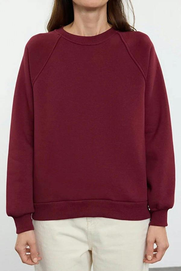WOVCOR Basic Raglan Sleeve Crew Neck Knit Sweatshirt