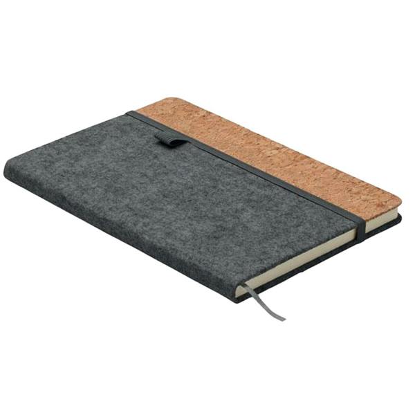 MidOcean Corkbook RPET A5 Notebook - Stone Grey - 