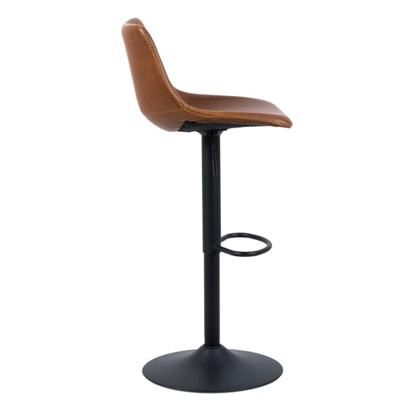 Wyld Haus Bogense Tan Faux Leather Bar Stool Cream Stitching