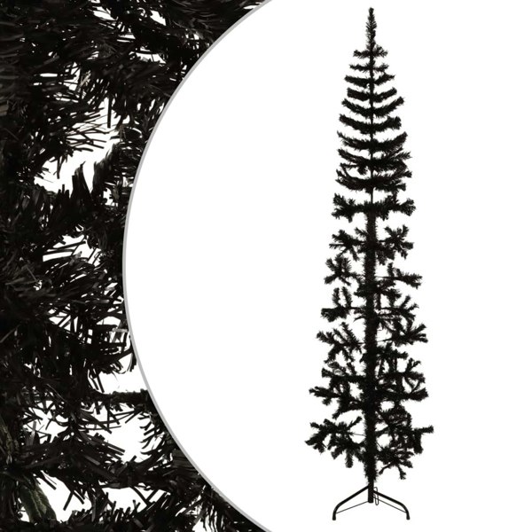 Berkfield Slim Artificial Half Christmas Tree with Stand Black 210 cm