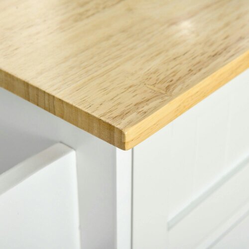Wyld Haus Nave Wooden White Kitchen Island 2 Drawers 3 Doors