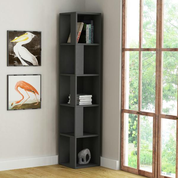 Decortie Piano Modern Corner Bookcase Tall Display Unit 158.9cm