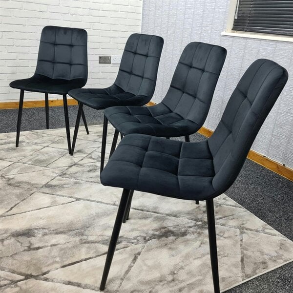 Kosy Koala Dining Chairs Set of 4 Black Velvet Kitchen chairs