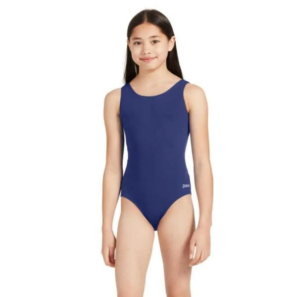 Navy Zoggs Girls Cottesloe Sportsback swimsuit with dolfin logo