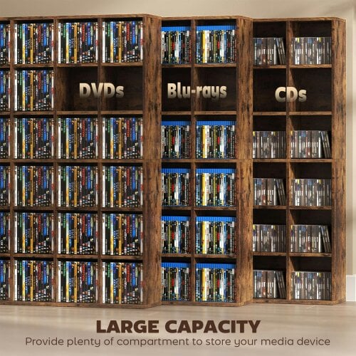 Wyld Haus Limi Wooden Rustic Brown Adjustable CD Storage Cabinet 89 x 130.5 cm